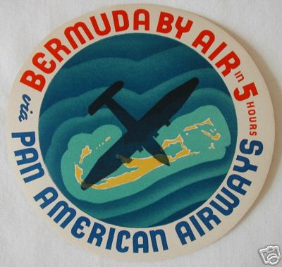 A 1930s Pan Am Bermuda Baggage Label